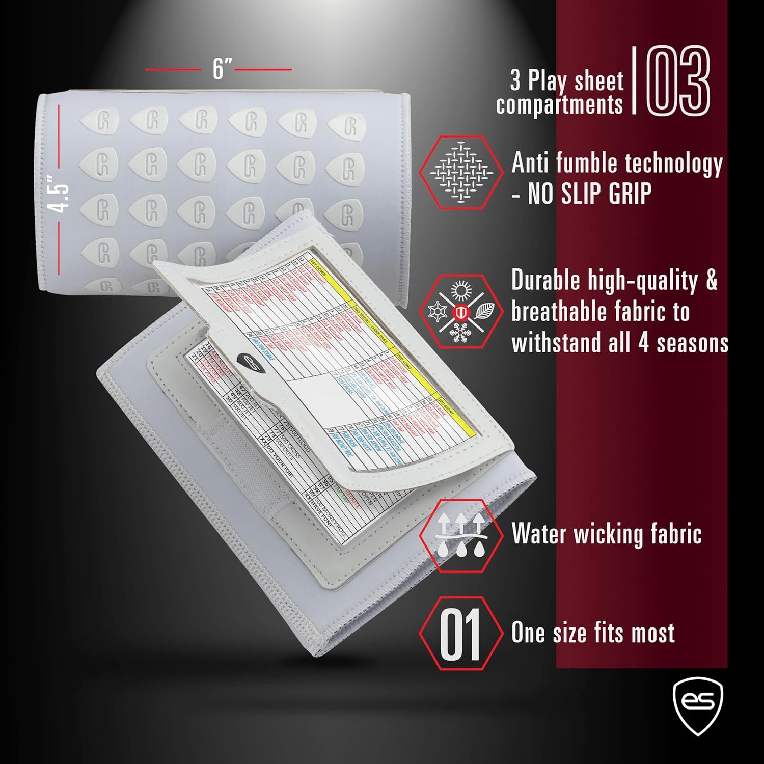 Wrist Coach - Football QB Wristband for Plays, Quarterback Playbook - Arm Sleeve for Baseball, Softball Signs 3 Sheets