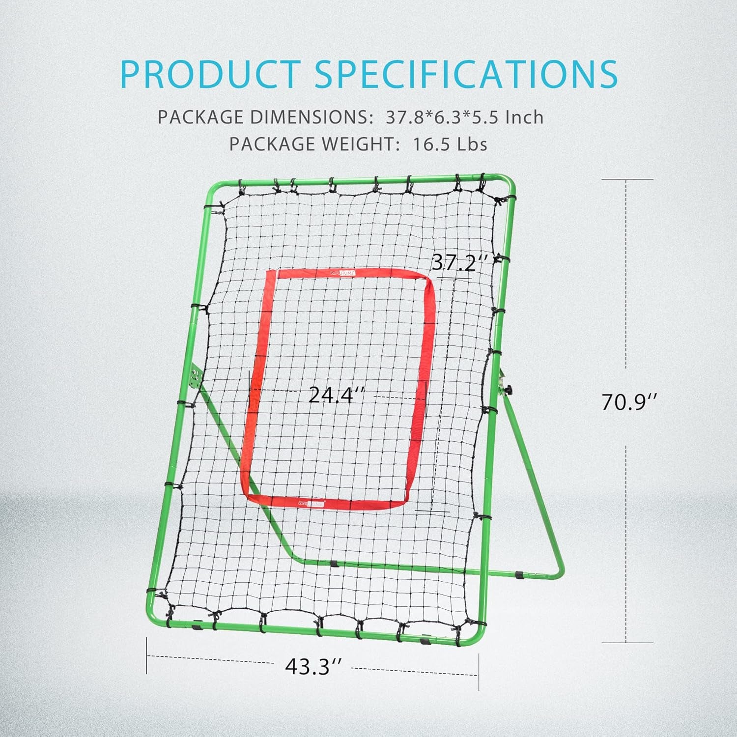 Pitchback Baseball Rebounder, Softball Lacrosse Pitch Return Trainer Rebound Net, Angle Adjustable for Grounders and Pop Flies, 6 X 3.6 Feet
