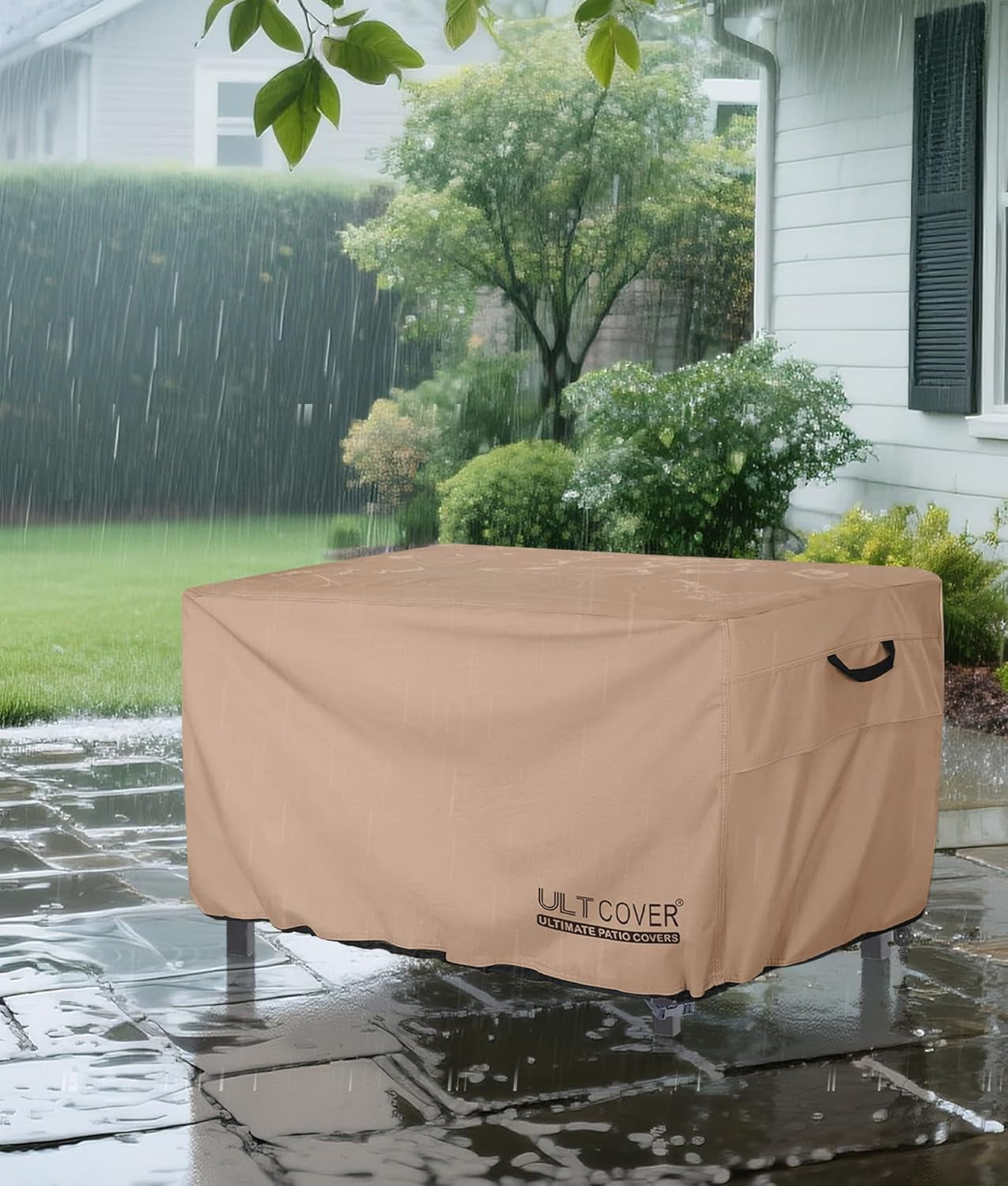 Rectangular Gas Fire Pit Table Cover 48X28 Inch Waterproof Heavy Duty Firepit Cover