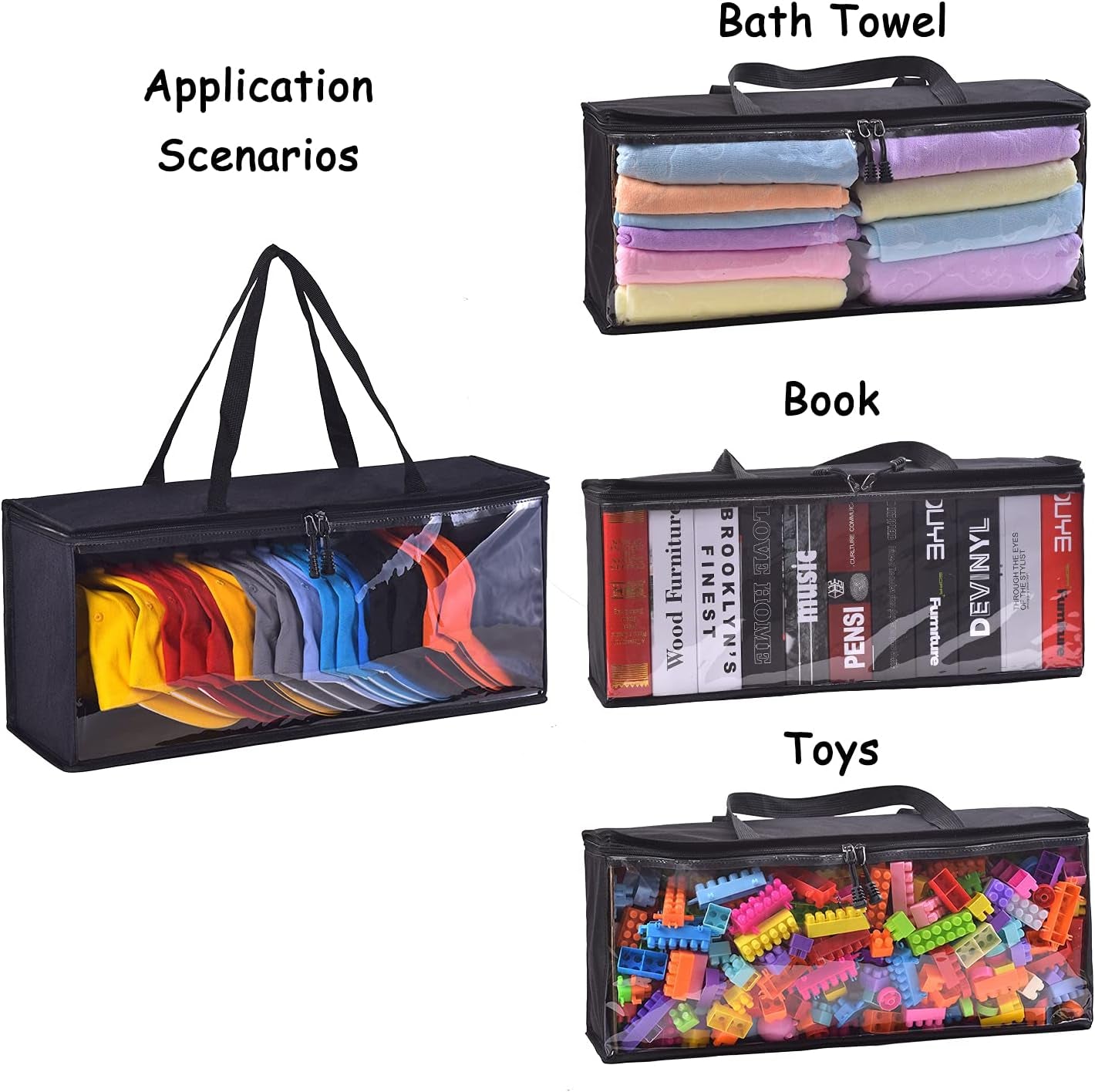 Hat Bag, Durable Dust Proof Baseball Cap Storage Bag, Holds up to 19 Hats, Toy Storage Bag, Towel Storage Bag, Book Storage Bag, Multi-Function Storage Bag. (2-Pack:Black)