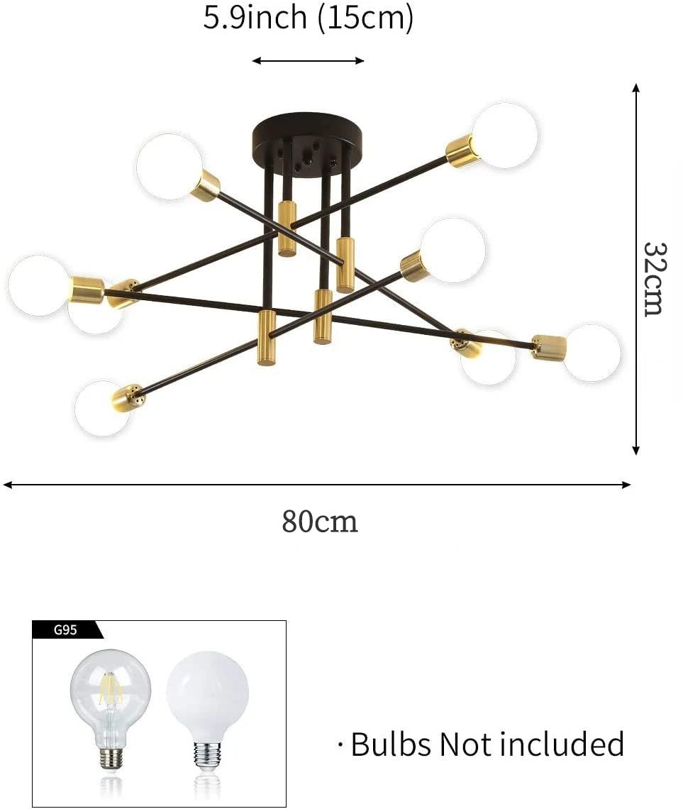 Home Lighting Ceiling Lights Fixture Semi Flush Mount Ceiling Lamps Brushed Antique Gold Lighting Home Decor Light Fixtures