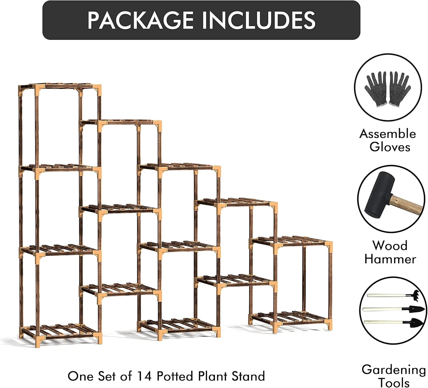 Wood Plant Stand Indoor, Outdoor for Multiple Plants, Tiered Plant Shelf Ladder Table Plant Pot Stand for Living Room, Patio, Balcony