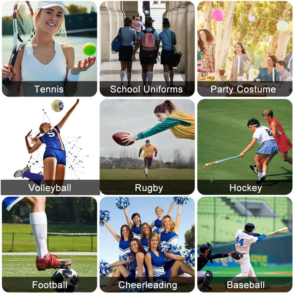 Soccer Socks for Men,  Unisex Youth Soccer Cushion Stretch Rugby Football Sports Sock Boot Socks Pack of (Large, Black-Red)