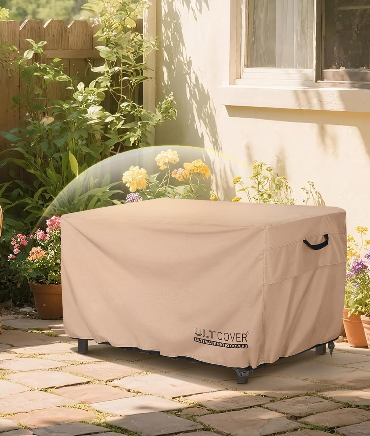 Rectangular Gas Fire Pit Table Cover 48X28 Inch Waterproof Heavy Duty Firepit Cover