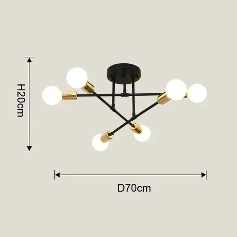 Home Lighting Ceiling Lights Fixture Semi Flush Mount Ceiling Lamps Brushed Antique Gold Lighting Home Decor Light Fixtures