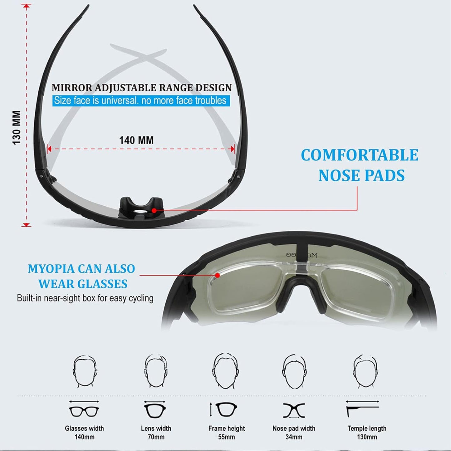 Cycling Glasses Sports Polarized Sunglasses for Men Women Riding Fishing Golf Baseball Running Glasses