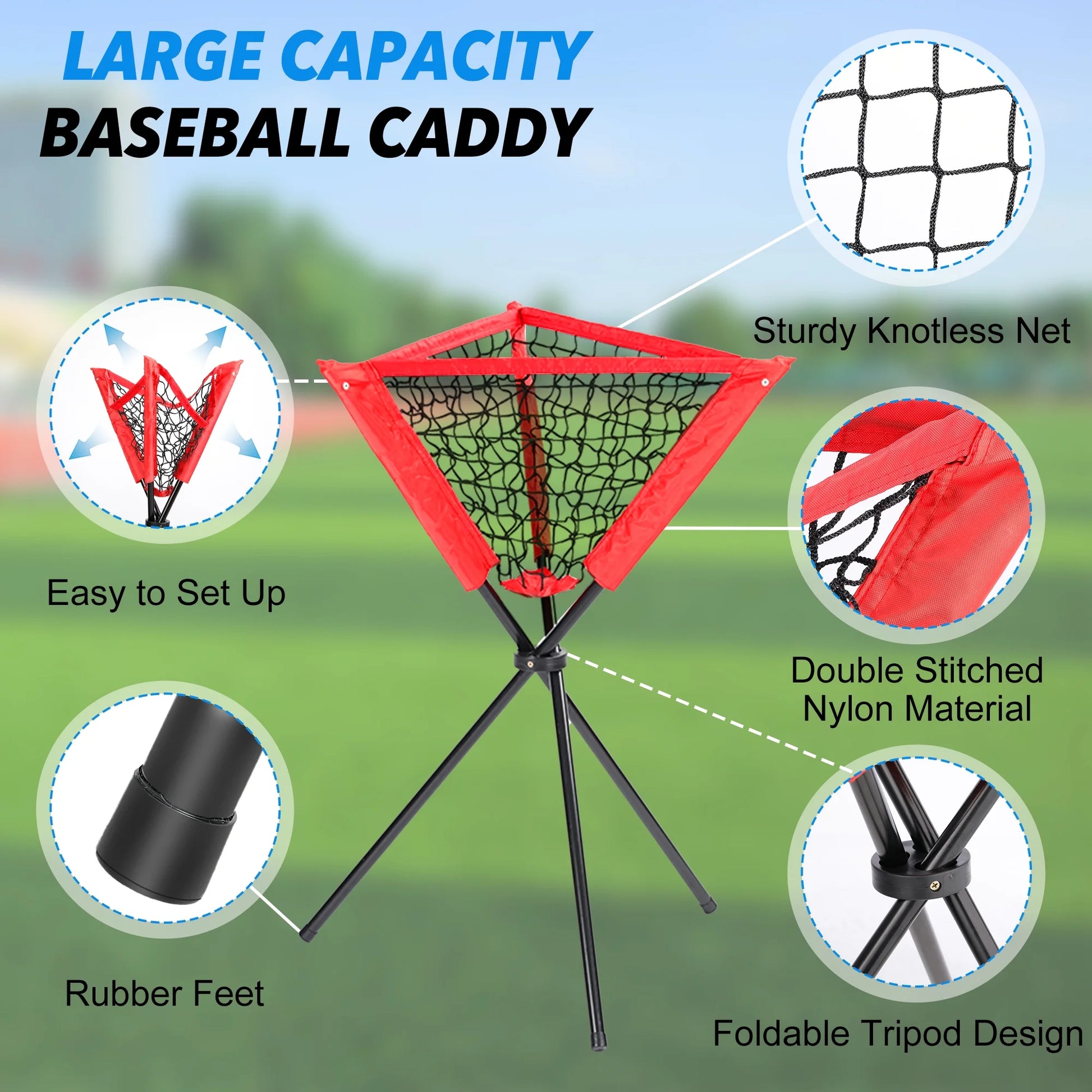 Baseball and Softball Bundle, 7'×7' Baseball Net with Batting Net, Baseball Tee, Caddy, 2 Strike Zone, Carry Bag, Baseball Practice Net for Batting Hitting and Pitching