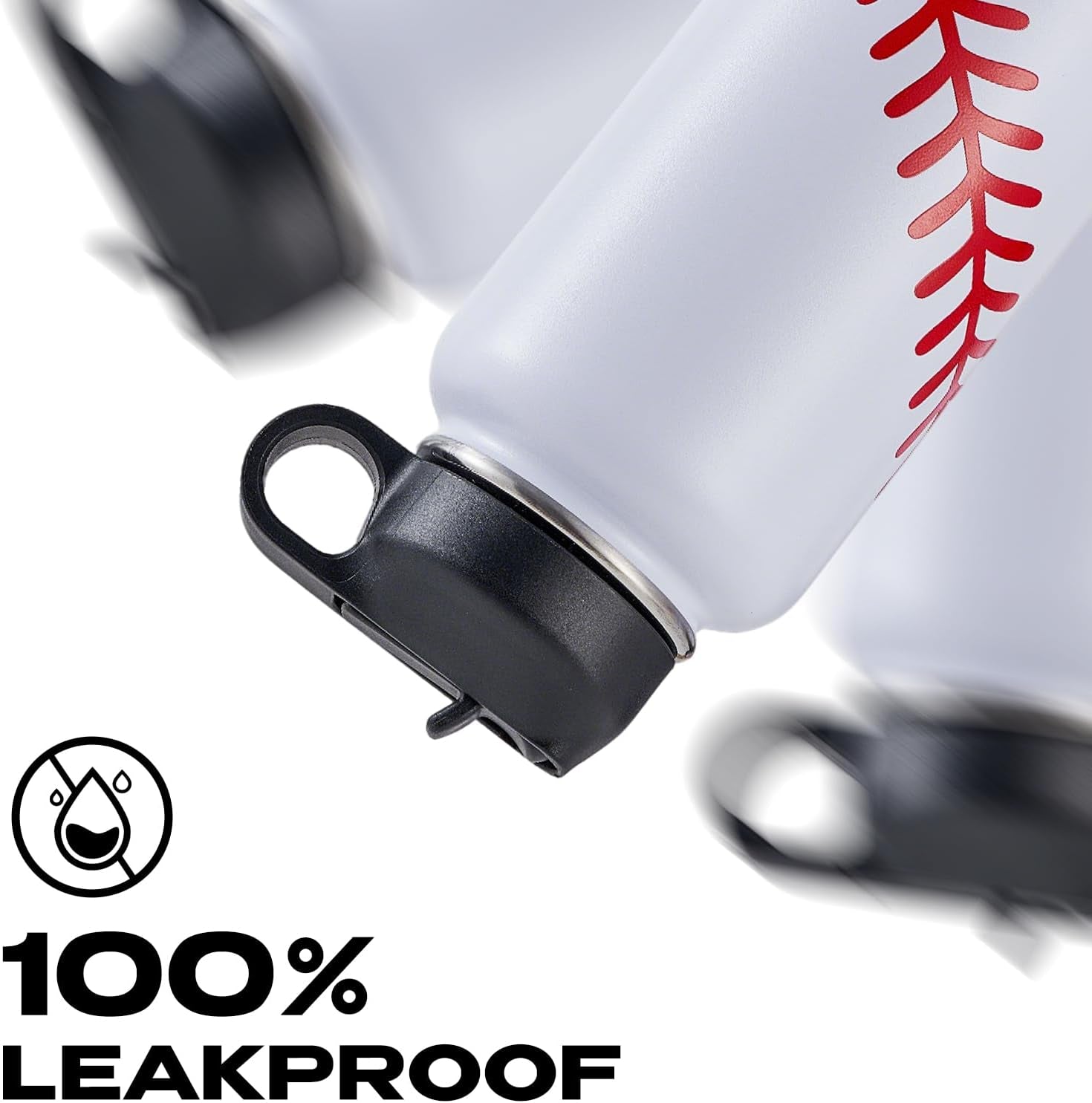 Baseball Water Bottles for Boys 18 Oz and 100 PCS Baseballs Stickers Personalized Sports Insulated Stainless Steel Water Bottle Baseball Accessories Stuff Gear Gifts for 8-12 12-14 Player