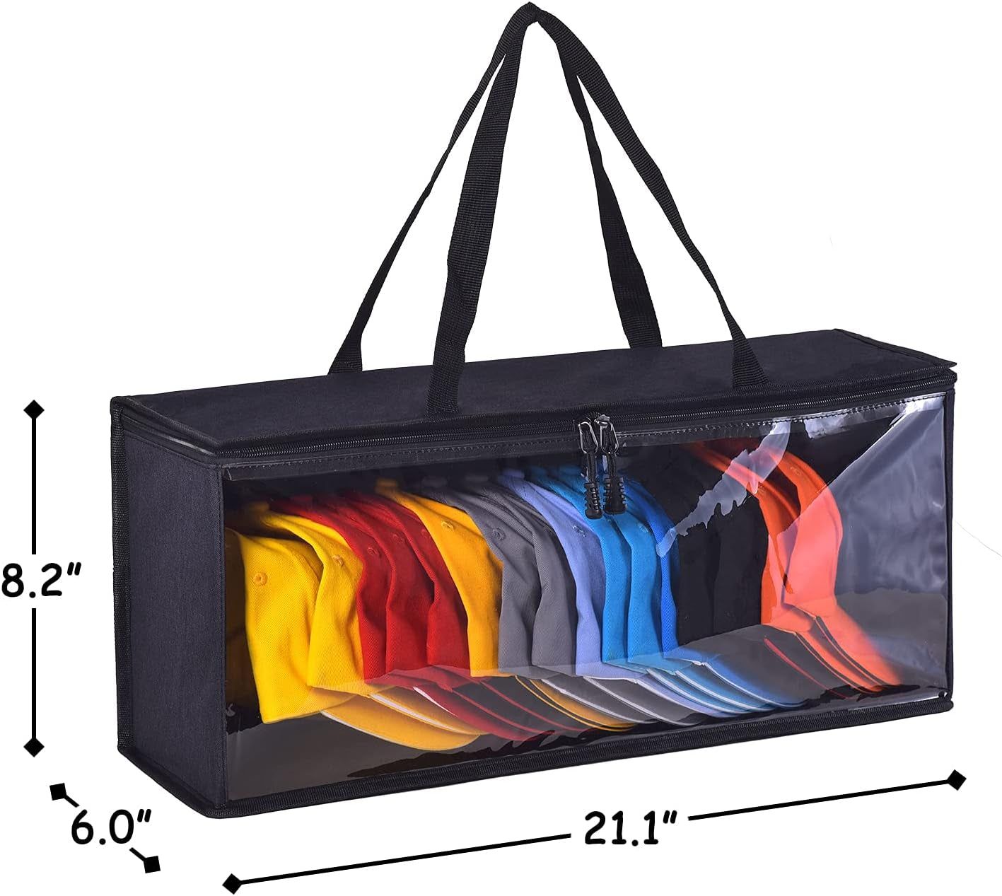 Hat Bag, Durable Dust Proof Baseball Cap Storage Bag, Holds up to 19 Hats, Toy Storage Bag, Towel Storage Bag, Book Storage Bag, Multi-Function Storage Bag. (2-Pack:Black)