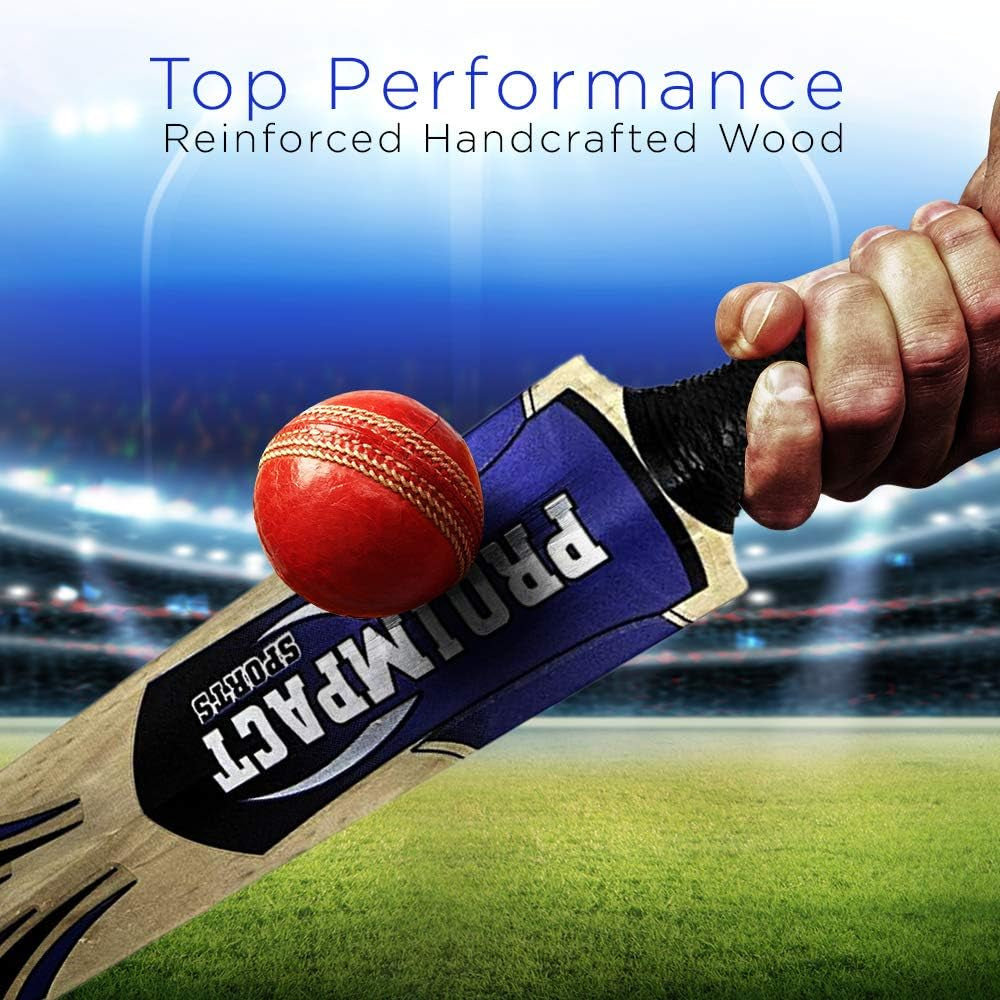 Tennis Ball Cricket Bat - Durable Rubber Sleeve Grip & Full Size Handcrafted in Wood - Ideal Training or Practice for Home or Club Play