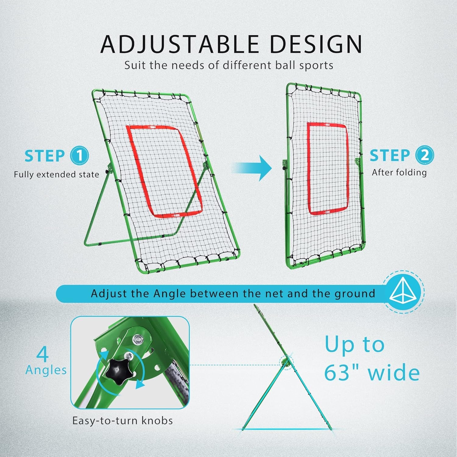 Pitchback Baseball Rebounder, Softball Lacrosse Pitch Return Trainer Rebound Net, Angle Adjustable for Grounders and Pop Flies, 6 X 3.6 Feet