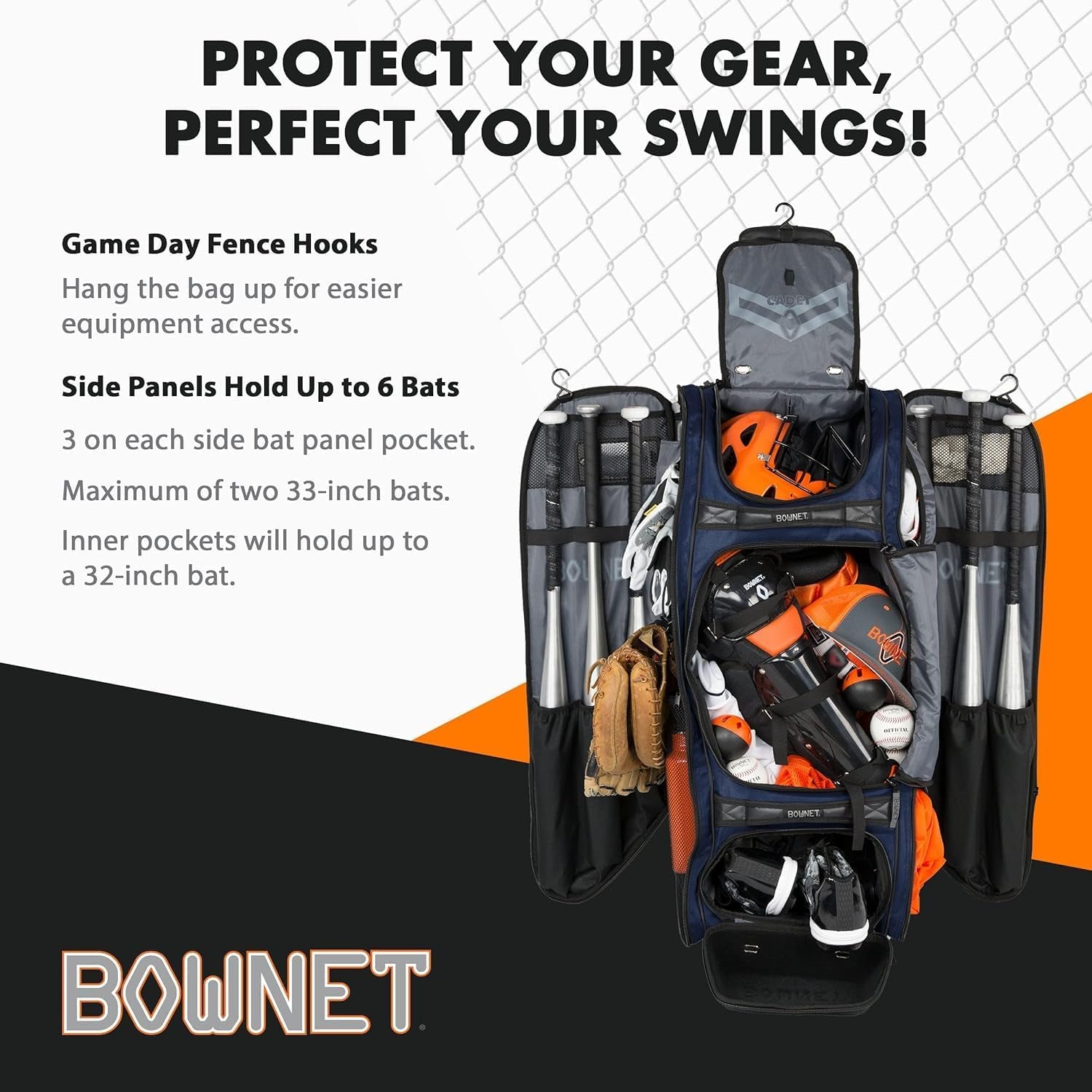 Cadet and Catcher Bag with Wheels and 14 Different Pockets- Softball & Baseball Catchers Bag - Youth Players & Coaches Equipment Gear Bag