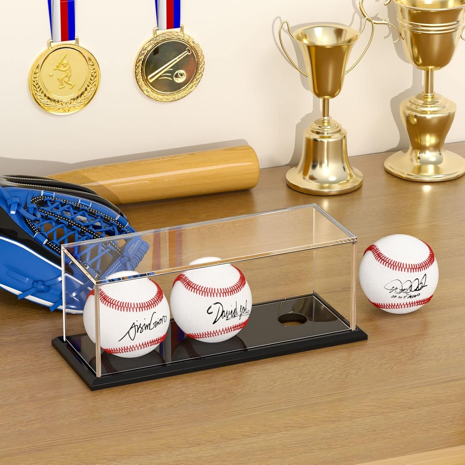 Baseballs Memorabilia Display Cases,Acrylic Cube Baseball Box with Black Base,Uv Protection Baseball Organize Stand for Official Size Ball