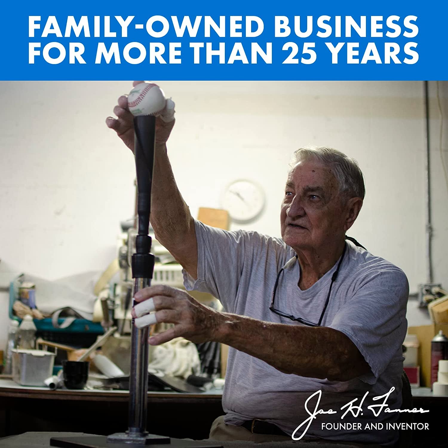 Tee the Original Batting Tee – Adjustable Pro Hitting Tee for Baseball & Softball, Steel Shaft, Composite Base, Hand-Rolled Rubber Top, 26"-43" Height