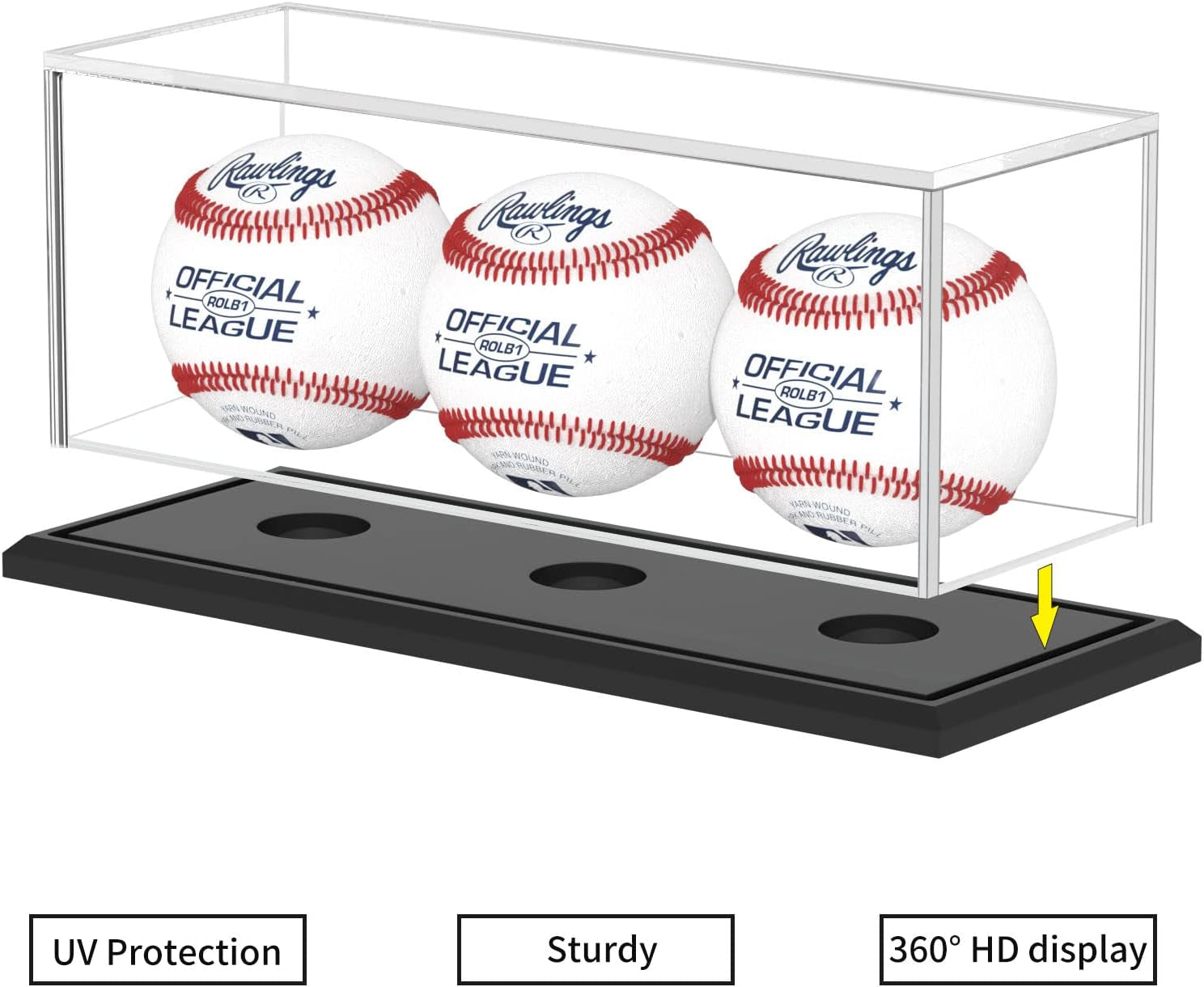 Baseballs Memorabilia Display Cases,Acrylic Cube Baseball Box with Black Base,Uv Protection Baseball Organize Stand for Official Size Ball