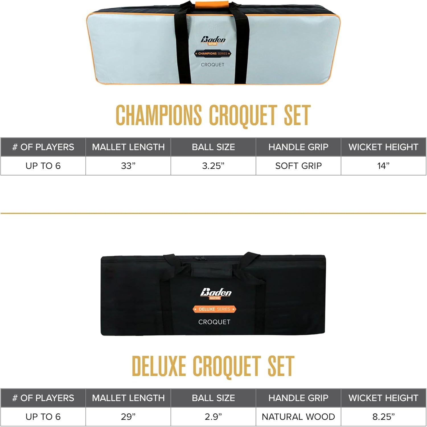 6-Player Champions Croquet Set with Soft Grip Handles Medium