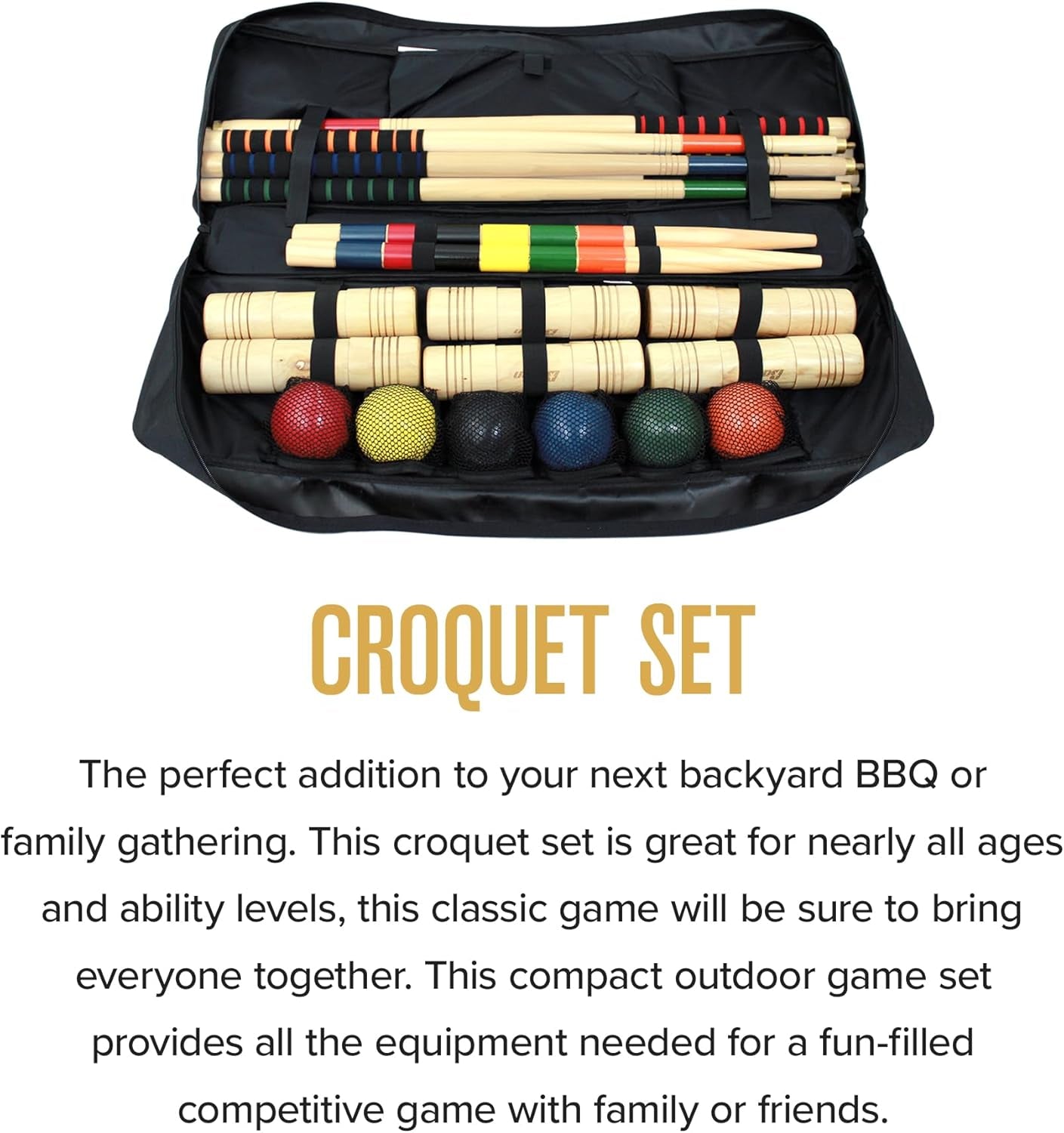 6-Player Champions Croquet Set with Soft Grip Handles Medium
