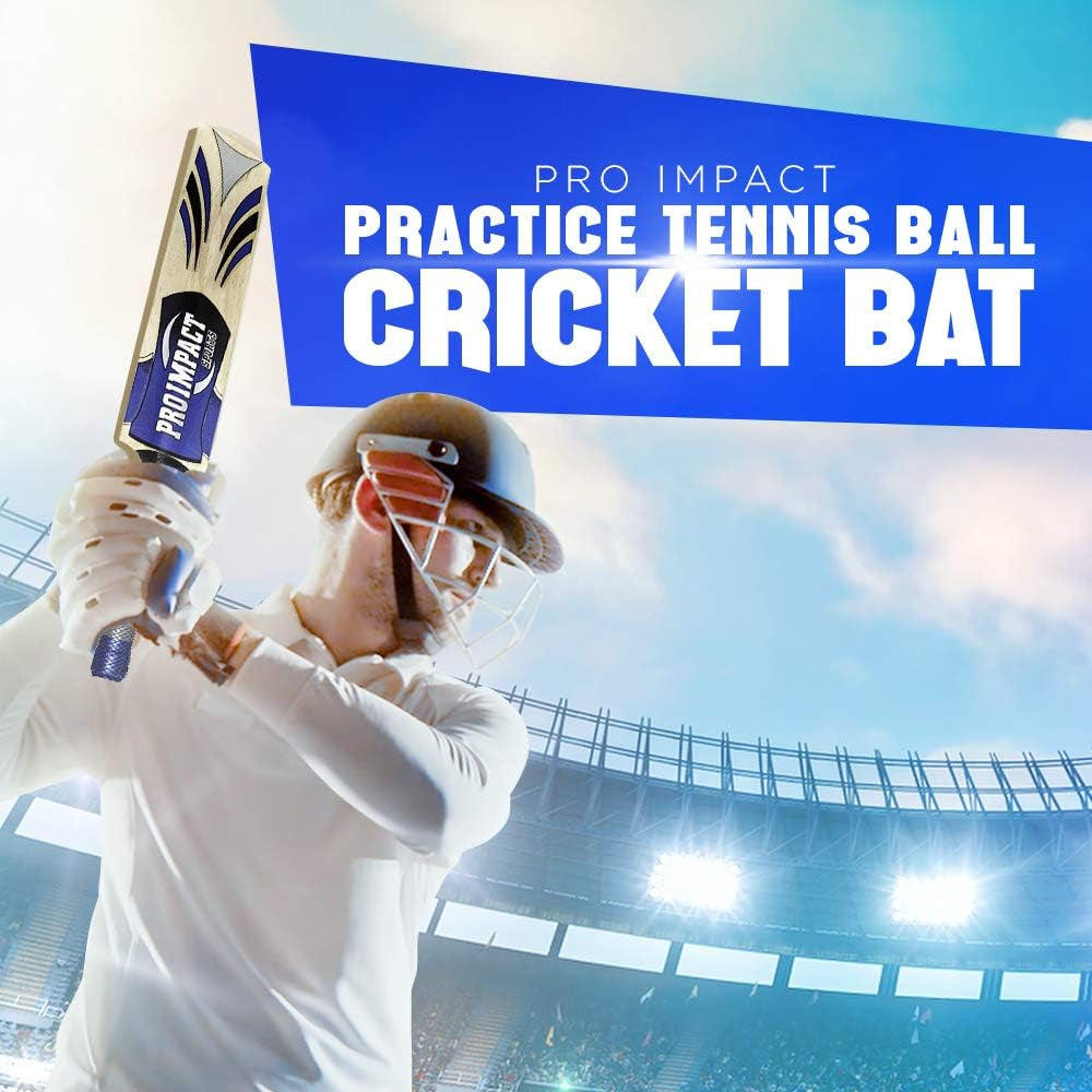Tennis Ball Cricket Bat - Durable Rubber Sleeve Grip & Full Size Handcrafted in Wood - Ideal Training or Practice for Home or Club Play