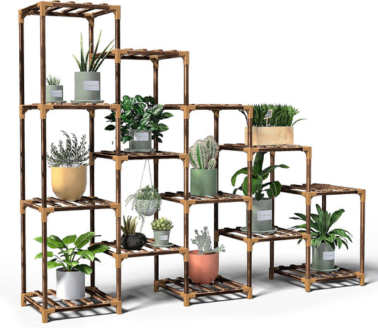 Wood Plant Stand Indoor, Outdoor for Multiple Plants, Tiered Plant Shelf Ladder Table Plant Pot Stand for Living Room, Patio, Balcony