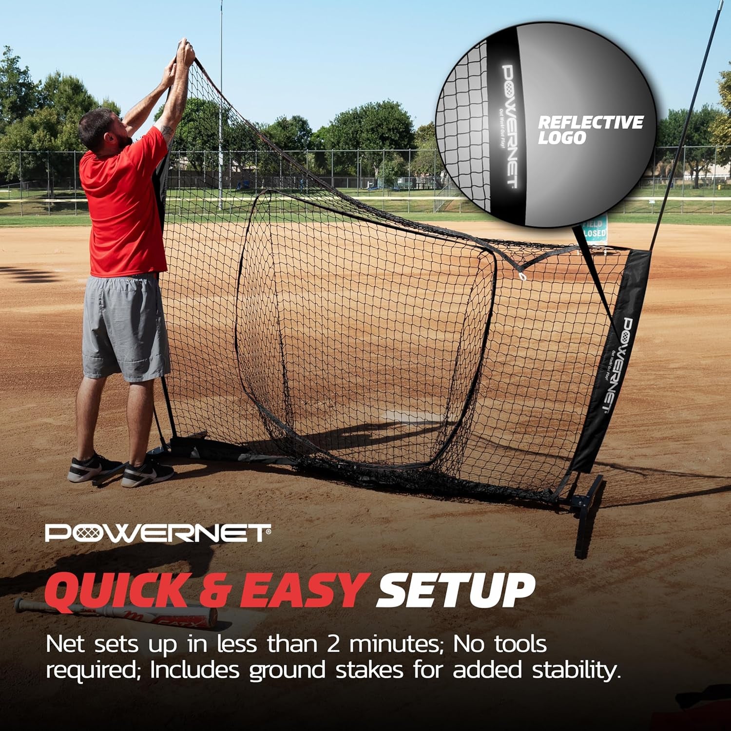 Pro One Piece Softball Baseball Net, Portable Baseball Training Equipment, Hitting, Throwing & Pitching Net with Carrying Bag