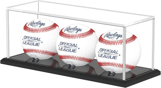 Baseballs Memorabilia Display Cases,Acrylic Cube Baseball Box with Black Base,Uv Protection Baseball Organize Stand for Official Size Ball