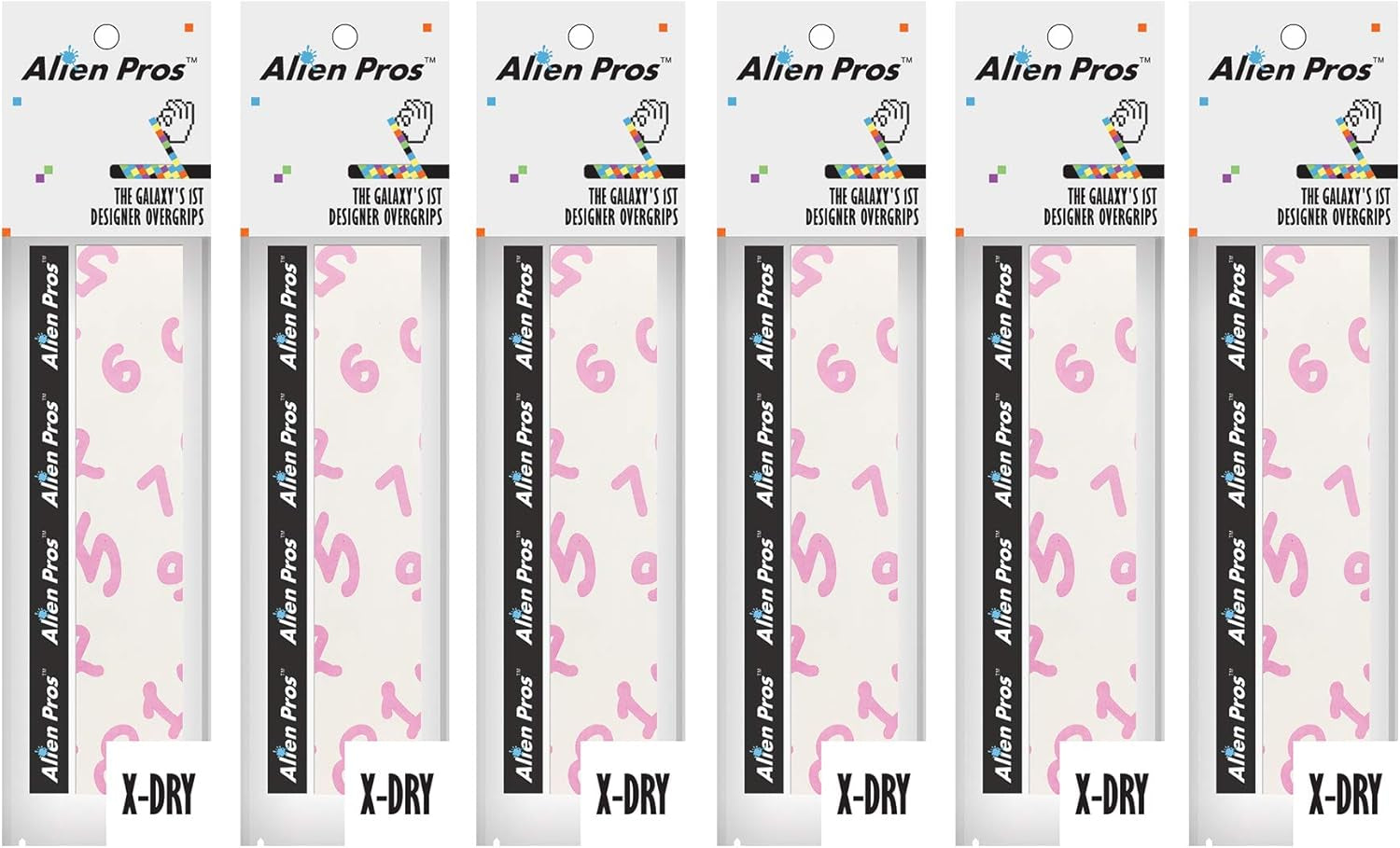 Tennis Racket Grip Tape (6 Grips) Precut & Dry Feel Tennis Grip Designer Overgrip for High Performance