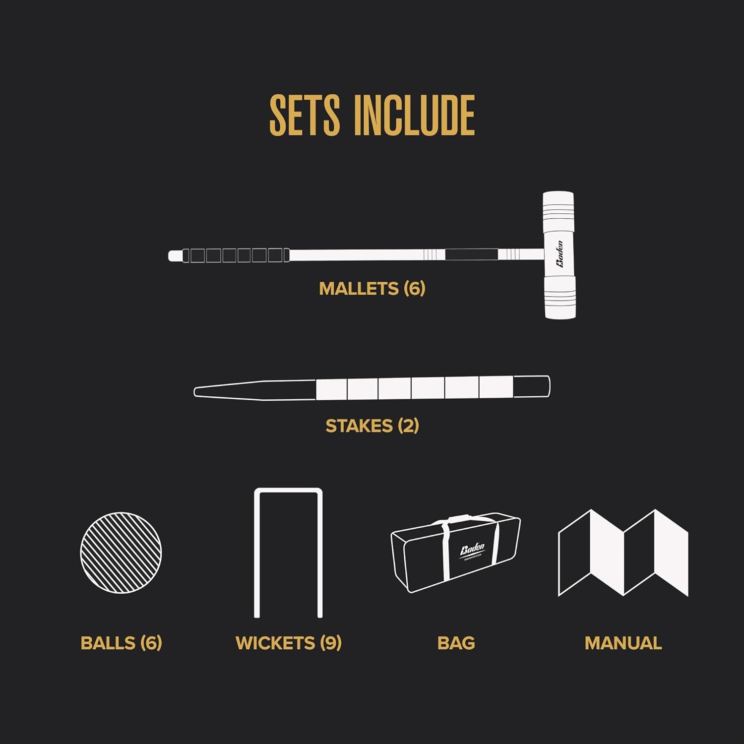 6-Player Champions Croquet Set with Soft Grip Handles Medium