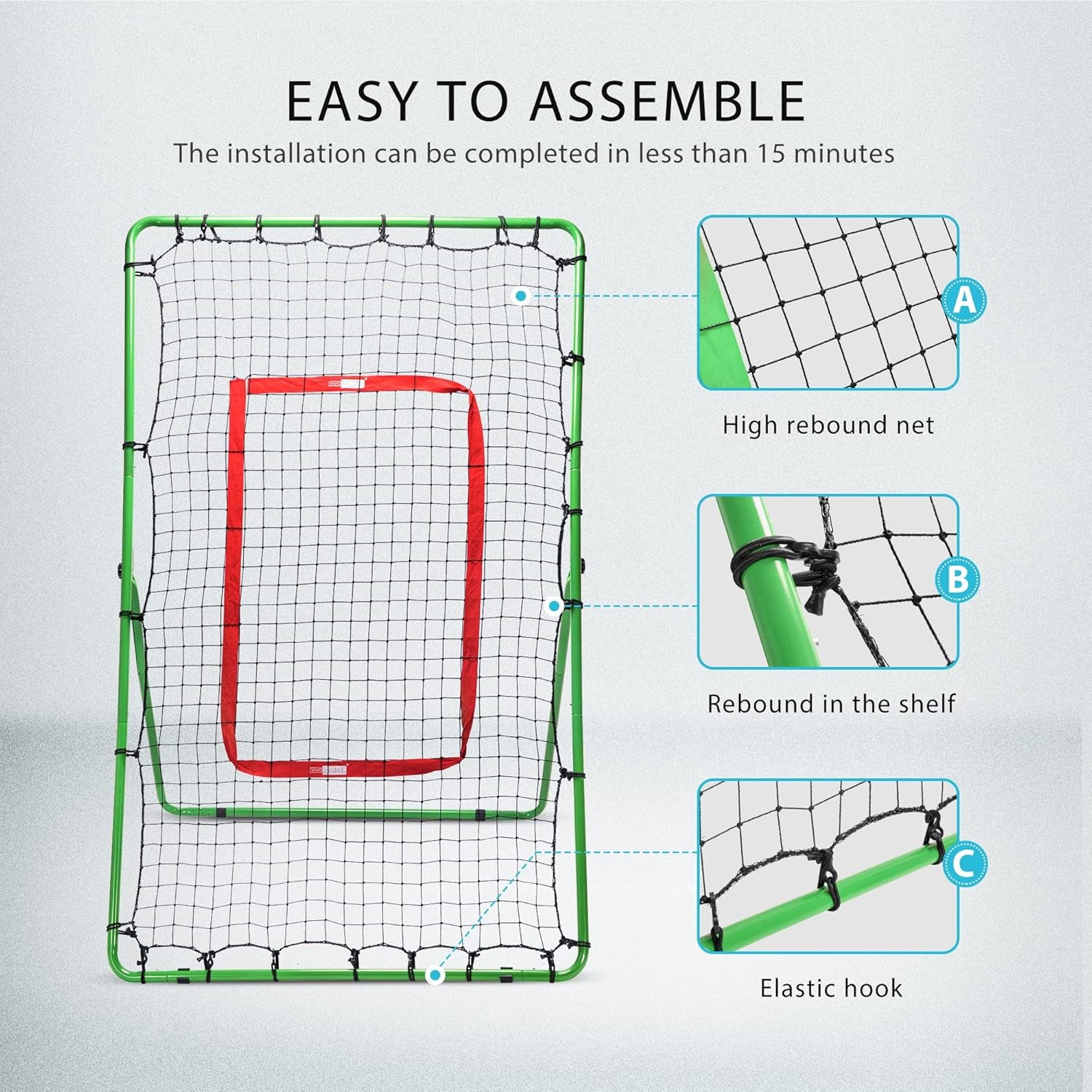Pitchback Baseball Rebounder, Softball Lacrosse Pitch Return Trainer Rebound Net, Angle Adjustable for Grounders and Pop Flies, 6 X 3.6 Feet
