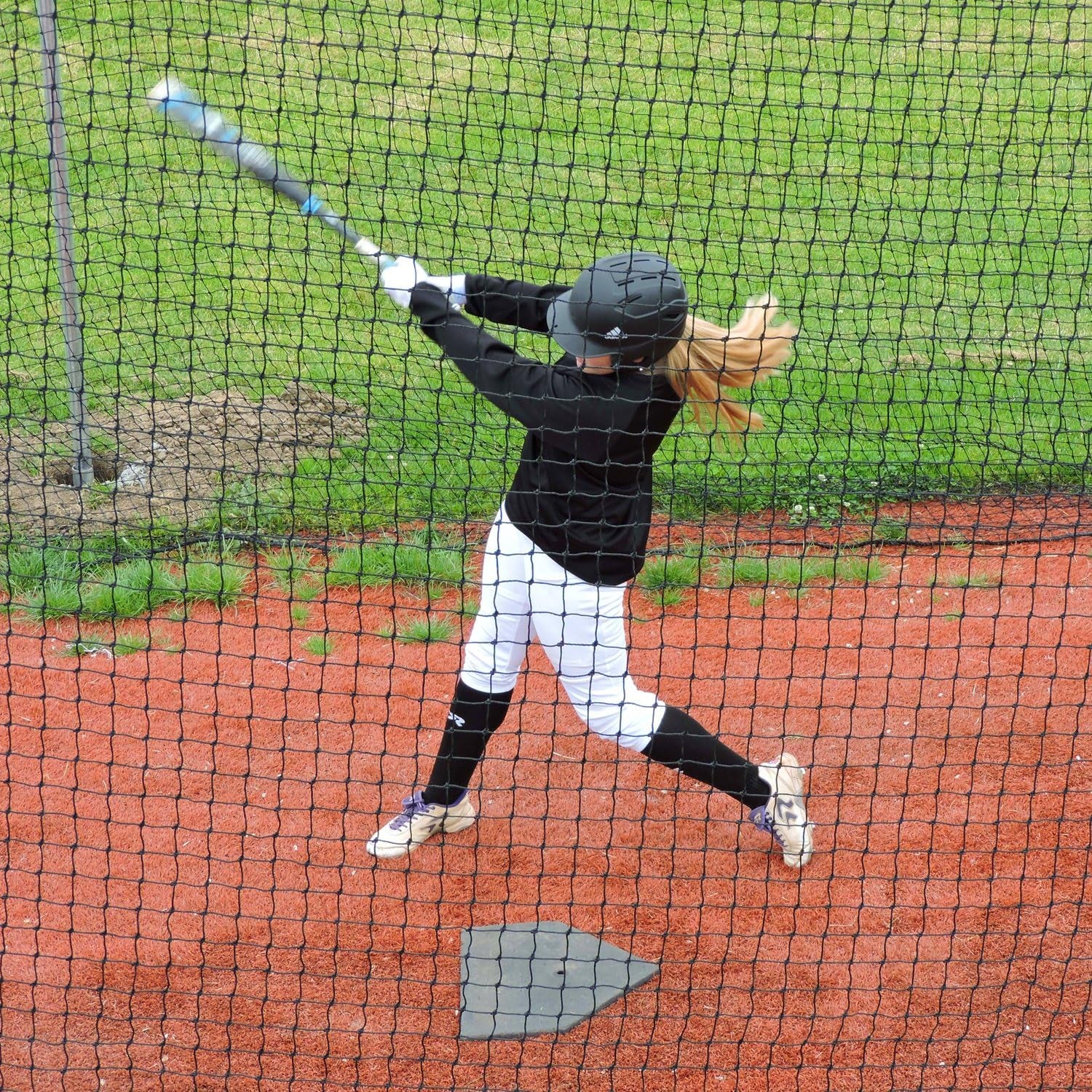 Batting Cage Nets: #60 Twisted Knotted Black Polyethylene. Heavy Duty, Commercial Grade