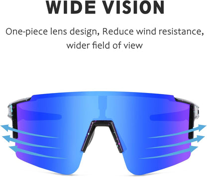 Cycling Sunglasses Polarized Sunglasses for Cycling Men Women with 1 Lens or 3 Interchangeable Lens Baseball Glasses