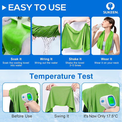[4 Pack] Cooling Towel (40"X12"), Ice Microfiber Towel, Soft Breathable for Yoga, Sport, Running, Gym, Workout, Camping, Fitness & More Activities