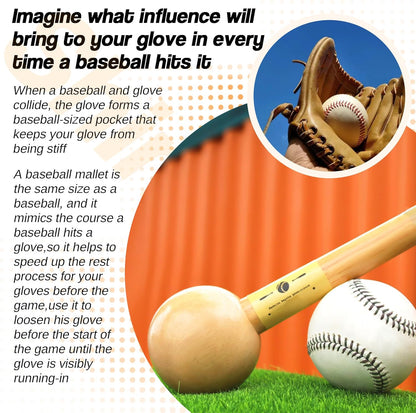 Baseball Hammer, Baseball Softball Glove Mallet, One-Piece Mallet, Baseball Glove Shaping Hammer with 2Pcs Baseball Lock, Glove Mallet 12Inch 11Inch