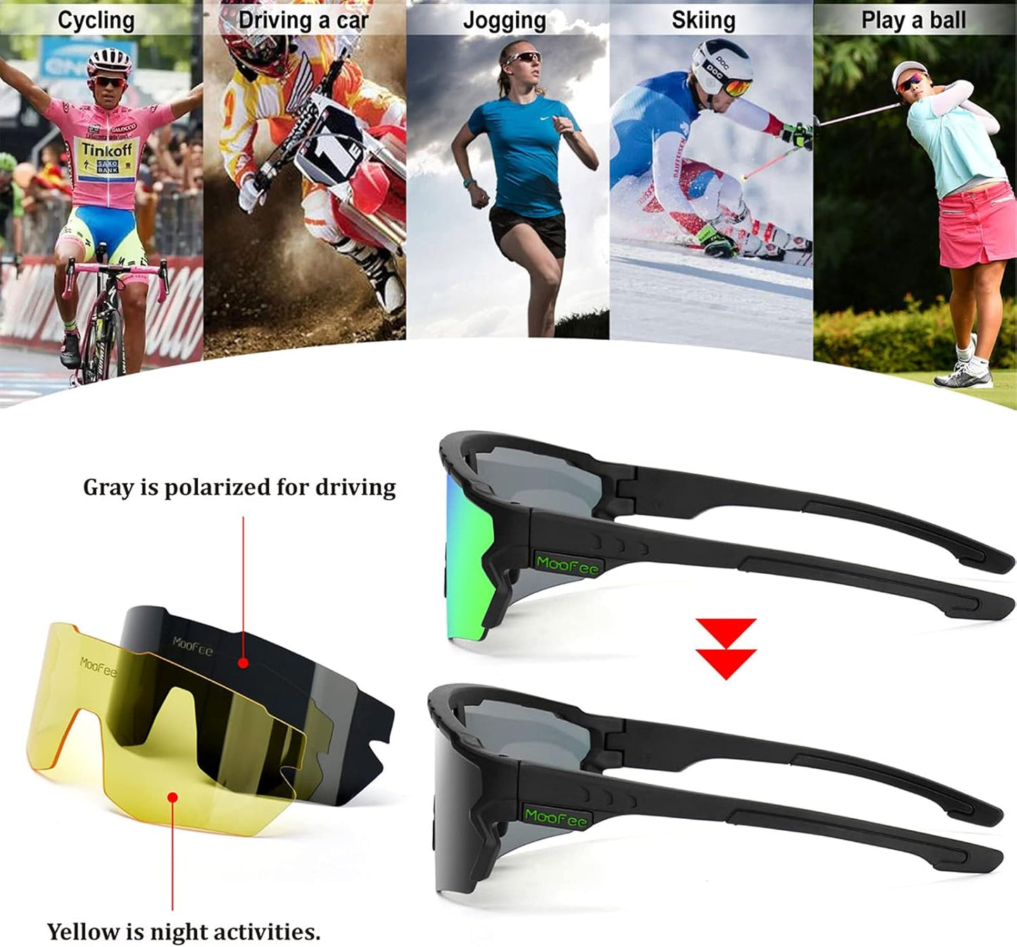 Cycling Glasses Sports Polarized Sunglasses for Men Women Riding Fishing Golf Baseball Running Glasses