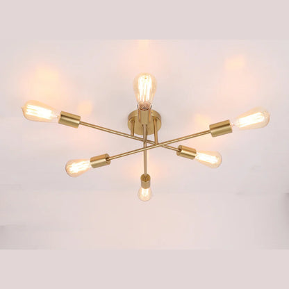 Home Lighting Ceiling Lights Fixture Semi Flush Mount Ceiling Lamps Brushed Antique Gold Lighting Home Decor Light Fixtures