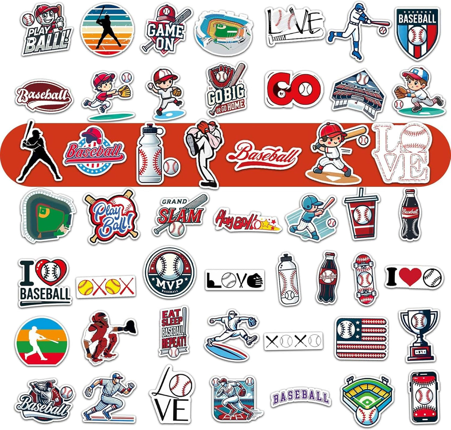 Baseball Water Bottles for Boys 18 Oz and 100 PCS Baseballs Stickers Personalized Sports Insulated Stainless Steel Water Bottle Baseball Accessories Stuff Gear Gifts for 8-12 12-14 Player