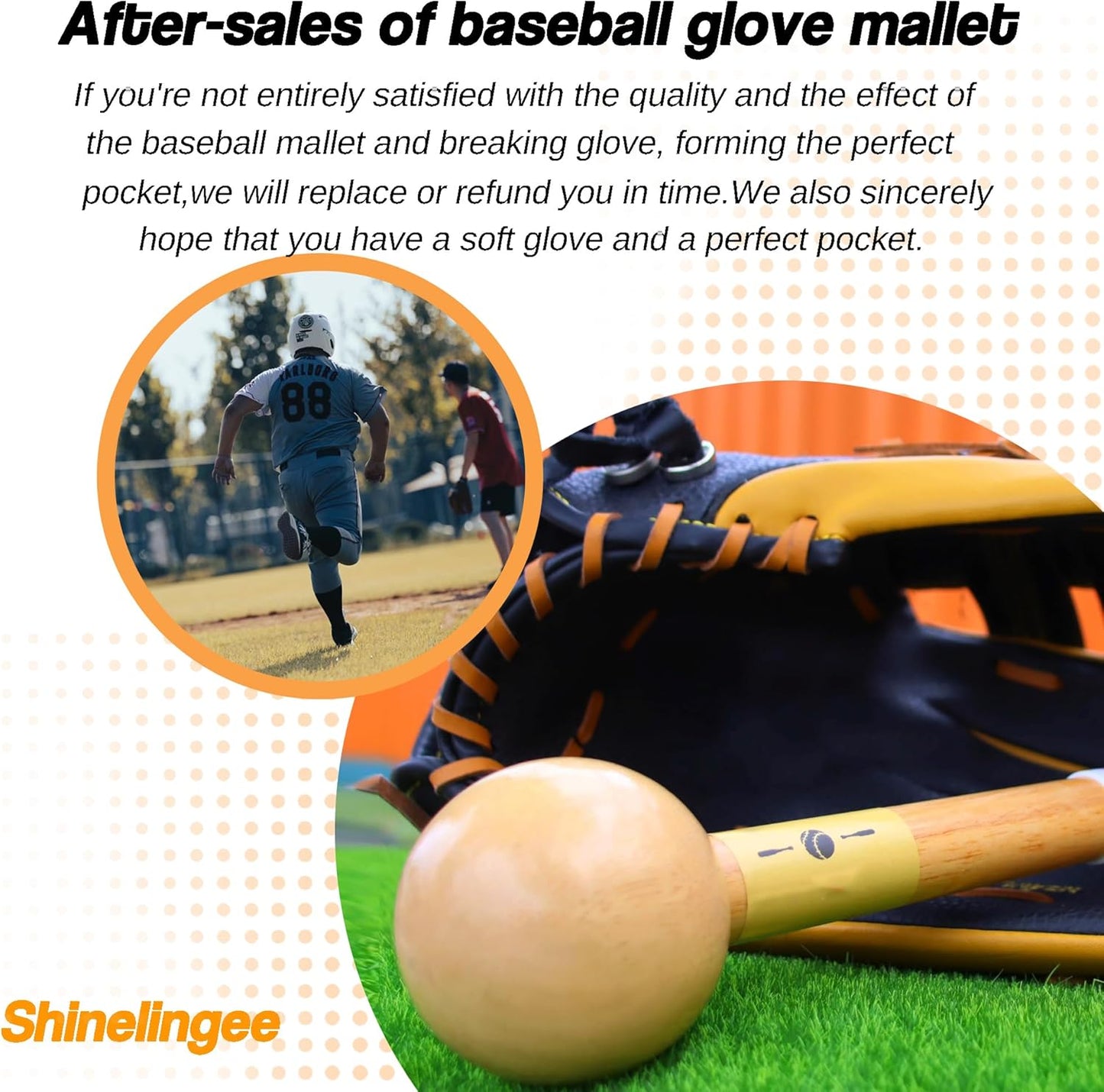 Baseball Hammer, Baseball Softball Glove Mallet, One-Piece Mallet, Baseball Glove Shaping Hammer with 2Pcs Baseball Lock, Glove Mallet 12Inch 11Inch