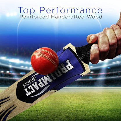 Tennis Ball Cricket Bat - Durable Rubber Sleeve Grip & Full Size Handcrafted in Wood - Ideal Training or Practice for Home or Club Play