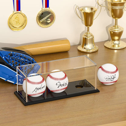Baseballs Memorabilia Display Cases,Acrylic Cube Baseball Box with Black Base,Uv Protection Baseball Organize Stand for Official Size Ball