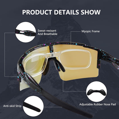 Cycling Sunglasses Polarized Sunglasses for Cycling Men Women with 1 Lens or 3 Interchangeable Lens Baseball Glasses