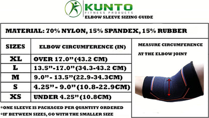 Kunto Fitness Elbow Brace Compression Support Sleeve (Shipped from USA) for Tendonitis, Tennis Elbow, Golf Elbow Treatment - Reduce Joint Pain during Any Activity!