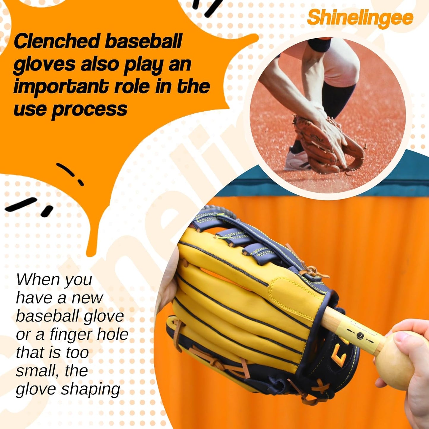 Baseball Hammer, Baseball Softball Glove Mallet, One-Piece Mallet, Baseball Glove Shaping Hammer with 2Pcs Baseball Lock, Glove Mallet 12Inch 11Inch