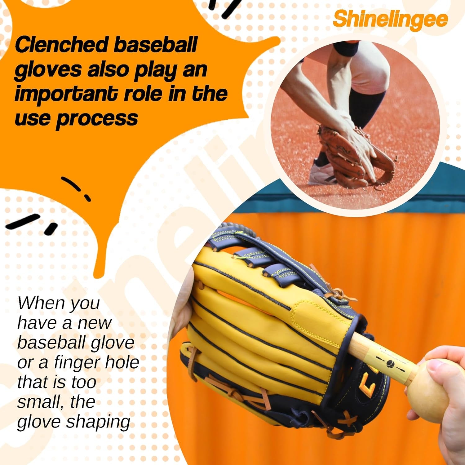 Baseball Hammer, Baseball Softball Glove Mallet, One-Piece Mallet, Baseball Glove Shaping Hammer with 2Pcs Baseball Lock, Glove Mallet 12Inch 11Inch