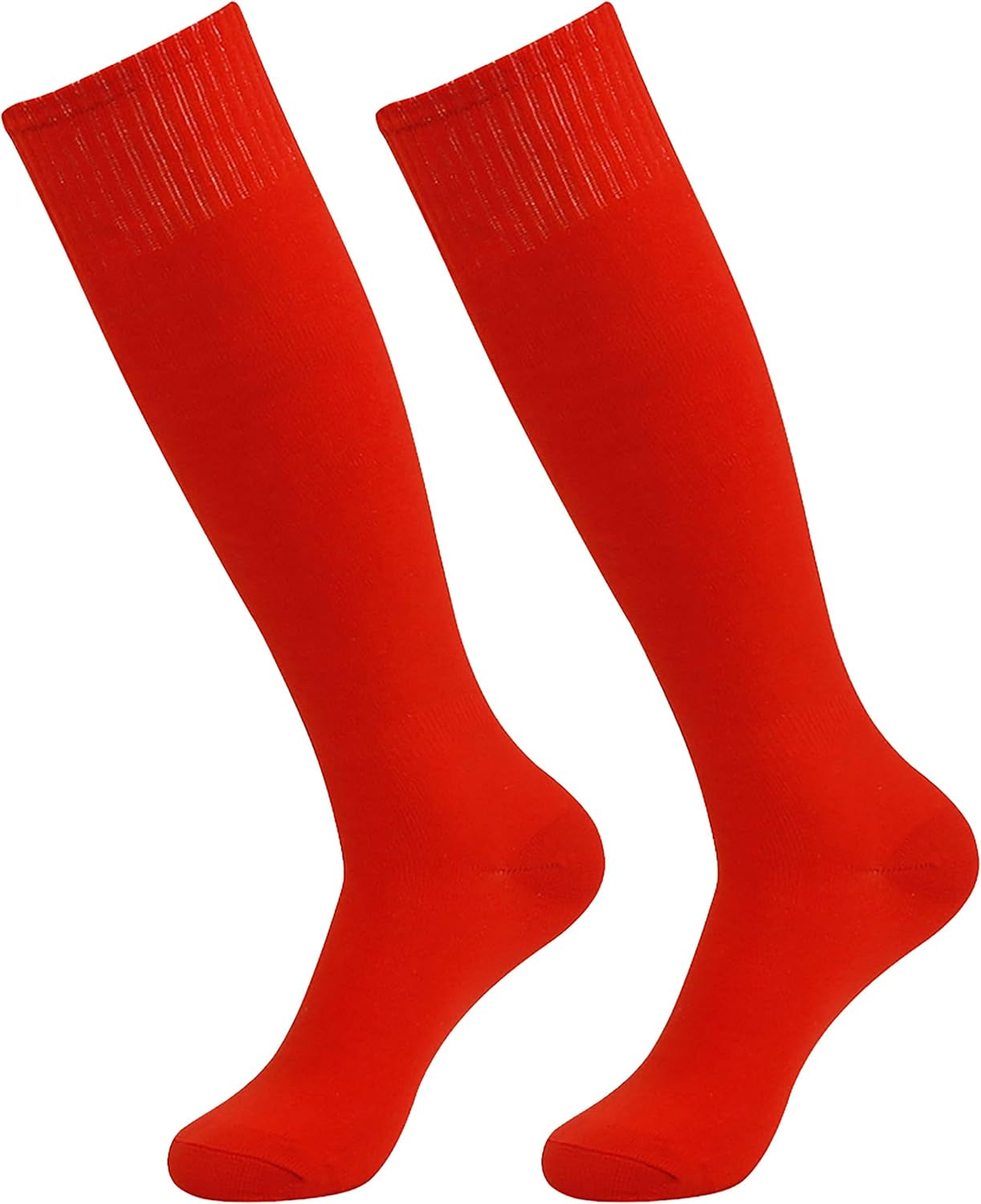 Soccer Socks, Knee High Long Tube Lightweight Solid Color Football Softball Baseball Team Sports Socks, 2/6/12 Pairs