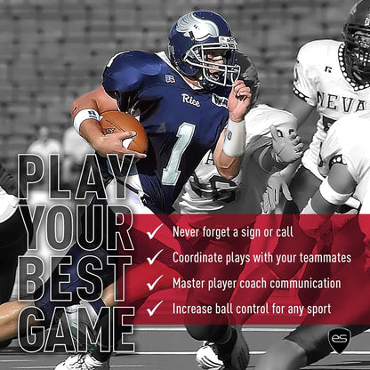 Wrist Coach - Football QB Wristband for Plays, Quarterback Playbook - Arm Sleeve for Baseball, Softball Signs 3 Sheets