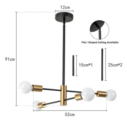 Modern Nordic Sputnik Black Chandeliers LED Lamp 4/6/8Light Home Lighting Indoor Fixtures Pendant Ceiling Not Included Bulbs